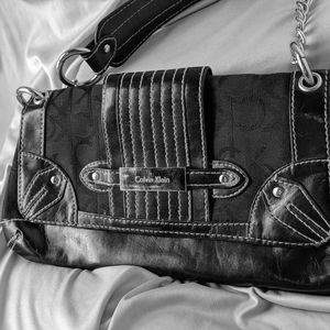Black Calvin Klein Clutch purse with logo, canvas